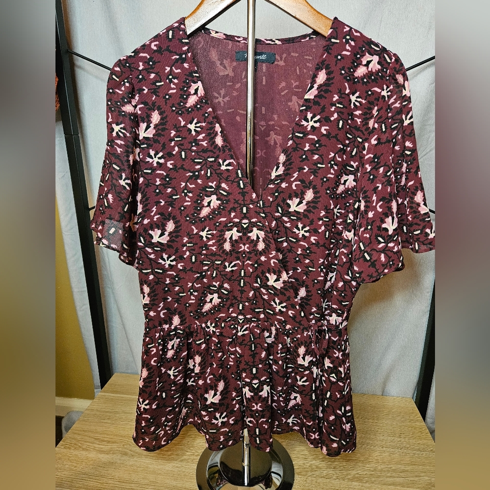 Madewell Peplum Tie Side Wrap Shirt Size XS